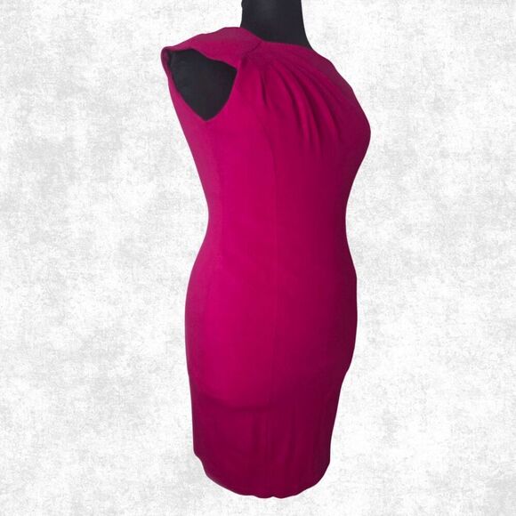 Cache Magenta Bodycon Sheath Dress Size 12 – Ruched Sleeveless Cocktail Party Dr - Picture 5 of 8